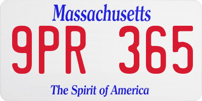 MA license plate 9PR365