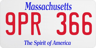 MA license plate 9PR366
