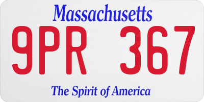 MA license plate 9PR367
