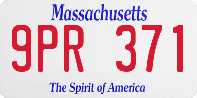 MA license plate 9PR371