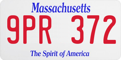MA license plate 9PR372