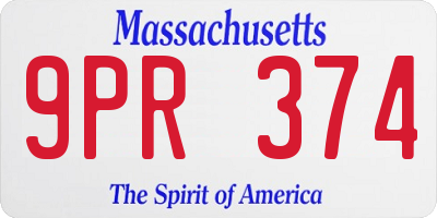 MA license plate 9PR374