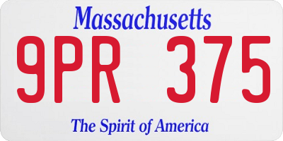 MA license plate 9PR375