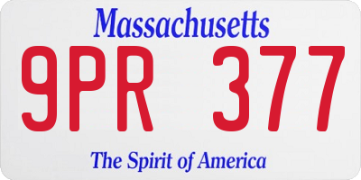 MA license plate 9PR377