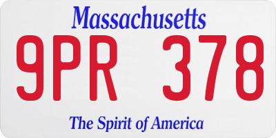 MA license plate 9PR378