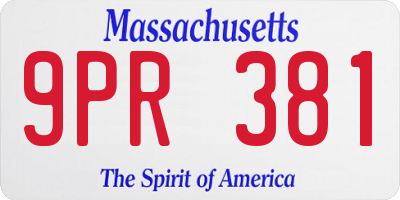 MA license plate 9PR381