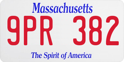 MA license plate 9PR382