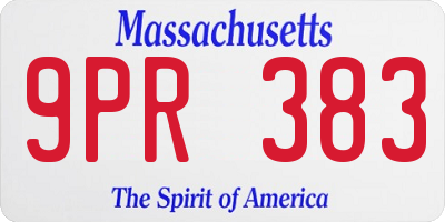 MA license plate 9PR383