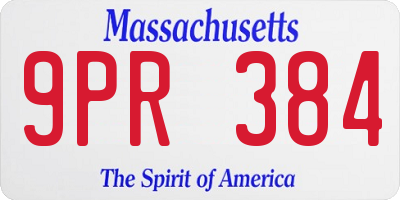 MA license plate 9PR384