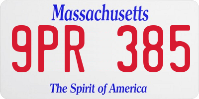 MA license plate 9PR385