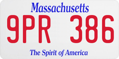 MA license plate 9PR386