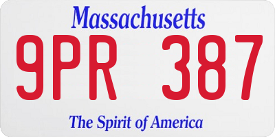 MA license plate 9PR387
