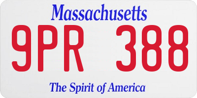 MA license plate 9PR388