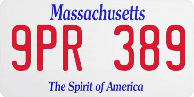 MA license plate 9PR389