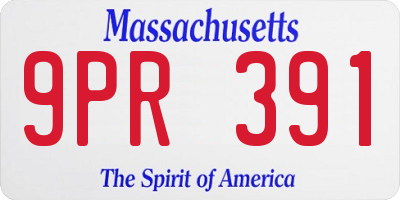 MA license plate 9PR391