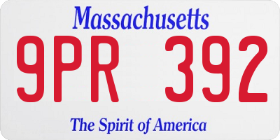 MA license plate 9PR392