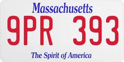 MA license plate 9PR393