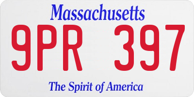 MA license plate 9PR397