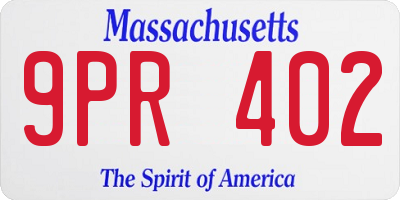 MA license plate 9PR402