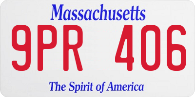 MA license plate 9PR406