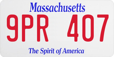 MA license plate 9PR407
