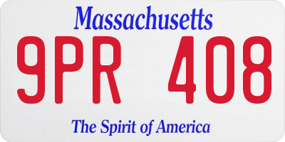 MA license plate 9PR408