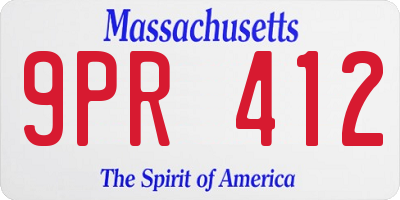 MA license plate 9PR412
