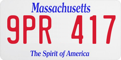 MA license plate 9PR417