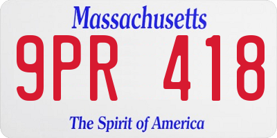 MA license plate 9PR418