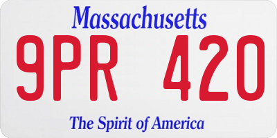 MA license plate 9PR420