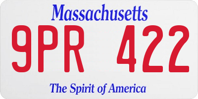MA license plate 9PR422