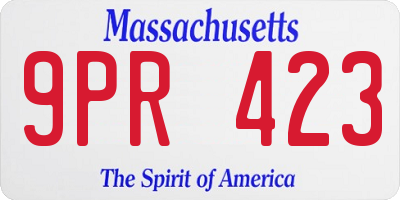 MA license plate 9PR423