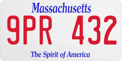 MA license plate 9PR432