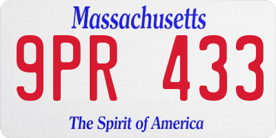 MA license plate 9PR433