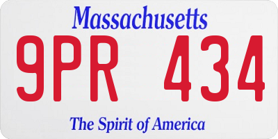 MA license plate 9PR434
