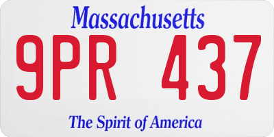 MA license plate 9PR437