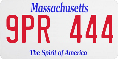 MA license plate 9PR444