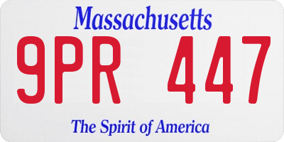 MA license plate 9PR447