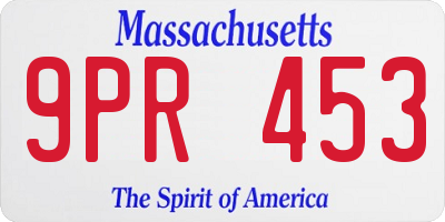 MA license plate 9PR453