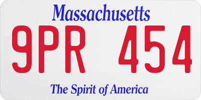 MA license plate 9PR454