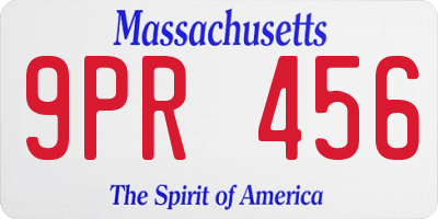 MA license plate 9PR456