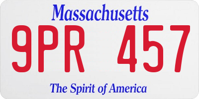 MA license plate 9PR457