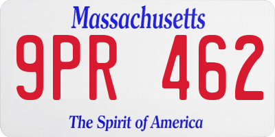 MA license plate 9PR462
