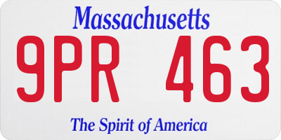MA license plate 9PR463