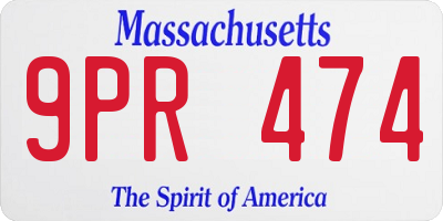 MA license plate 9PR474