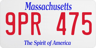 MA license plate 9PR475