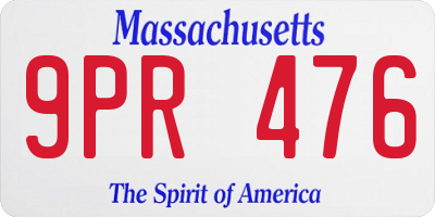 MA license plate 9PR476