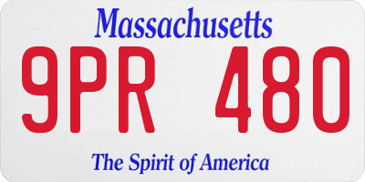 MA license plate 9PR480