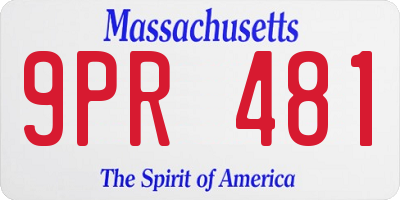 MA license plate 9PR481