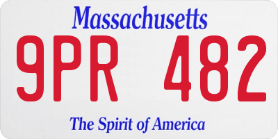 MA license plate 9PR482